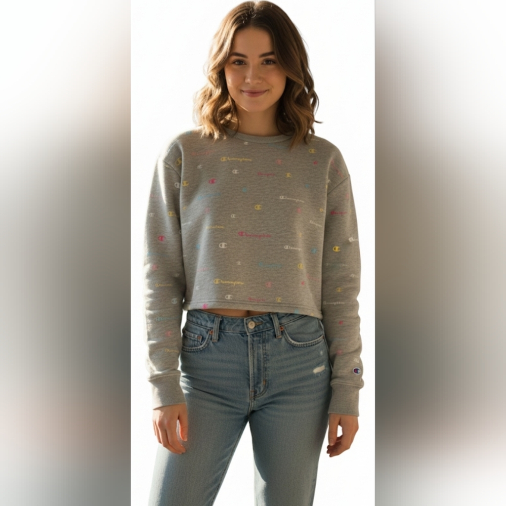 Champion Multicolor Logo Gray Sweatshirt
